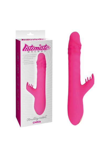 Розовый вибратор с клиторальным стимулятором Thrusting Rabbit - 25,3 см. Розовый вибратор с клиторальным стимулятором Thrusting Rabbit - 25,3 см.