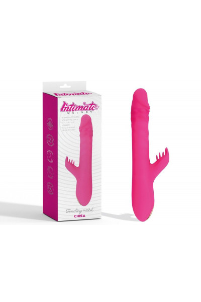 Розовый вибратор с клиторальным стимулятором Thrusting Rabbit - 25,3 см. Розовый вибратор с клиторальным стимулятором Thrusting Rabbit - 25,3 см.