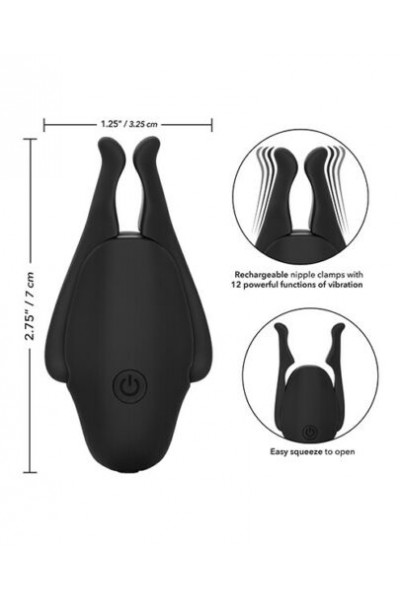 Черные виброзажимы для сосков Nipple Play Rechargeable Nipplettes Черные виброзажимы для сосков Nipple Play Rechargeable Nipplettes