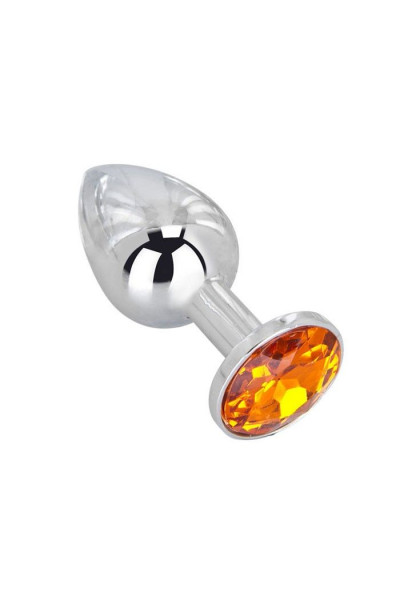 Мини-плаг из стали с оранжевым кристаллом Juicy Orange - 6,5 см. Мини-плаг из стали с оранжевым кристаллом Juicy Orange - 6,5 см.