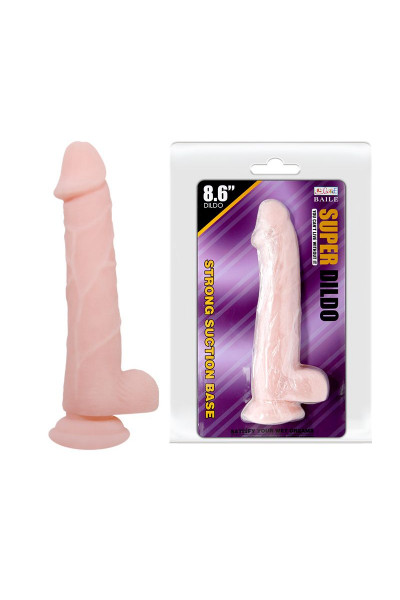 Телесный фаллоимитатор на присоске Super Dildo - 22 см. Телесный фаллоимитатор на присоске Super Dildo - 22 см.
