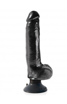 Чёрный виброфаллос со съемной присоской 9 Vibrating Cock with Balls - 22,9 см.