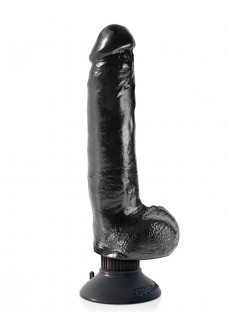 Чёрный виброфаллос со съемной присоской 9 Vibrating Cock with Balls - 22,9 см.
