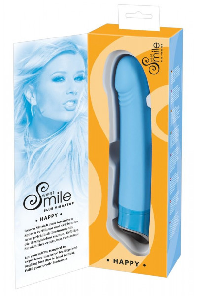 Голубой вибратор Smile Happy - 22 см. Голубой вибратор Smile Happy - 22 см.