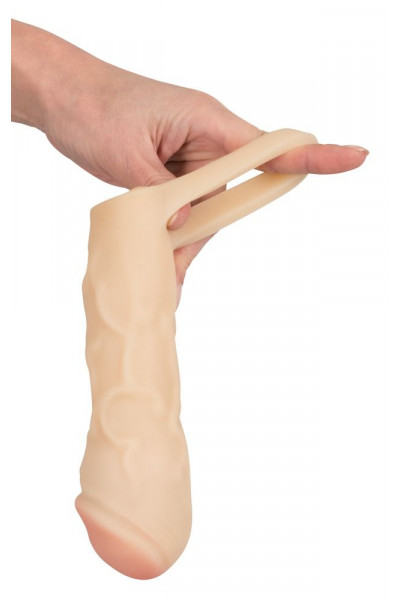 Закрытая удлиняющая насадка на пенис с подхватом мошонки Thicker Bigger Extension - 17 см. Закрытая удлиняющая насадка на пенис с подхватом мошонки Thicker Bigger Extension - 17 см.
