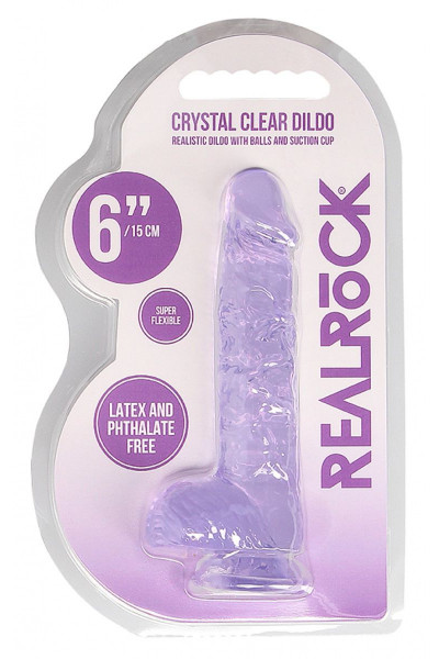 Фиолетовый фаллоимитатор Realrock Crystal Clear 6 inch - 17 см. Фиолетовый фаллоимитатор Realrock Crystal Clear 6 inch - 17 см.