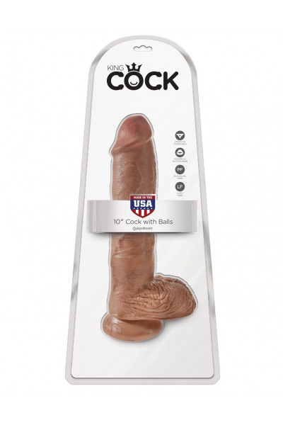 Фаллоимитатор-мулат с мошонкой 10 Cock with Balls на присоске - 25,4 см. Фаллоимитатор-мулат с мошонкой 10 Cock with Balls на присоске - 25,4 см.