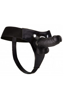 Чёрный страпон Realistic 8 Inch Strap-On - 20 см.