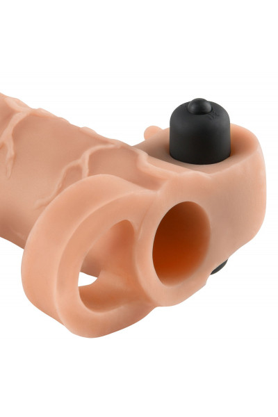 Телесная вибронасадка с кольцом Vibrating Real Feel 2 Extension - 16 см. Телесная вибронасадка с кольцом Vibrating Real Feel 2 Extension - 16 см.