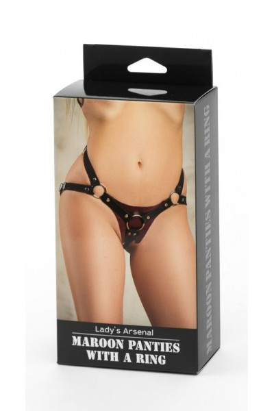 Бордовые трусики с кольцом под насадки и замшевыми ремешками Maroon Panties With A Ring Бордовые трусики с кольцом под насадки и замшевыми ремешками Maroon Panties With A Ring