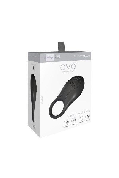 Чёрное эрекционное кольцо OVO A2 с вибрацией Чёрное эрекционное кольцо OVO A2 с вибрацией