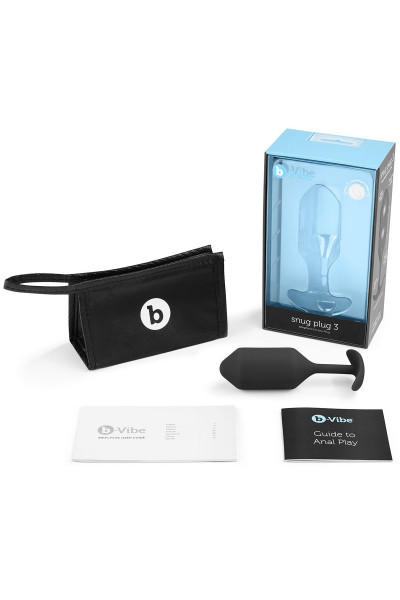 Чёрная пробка для ношения B-vibe Snug Plug 3 - 12,7 см. Чёрная пробка для ношения B-vibe Snug Plug 3 - 12,7 см.