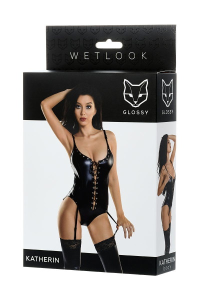 Боди Glossy из материала Wetlook на шнуровке Боди Glossy из материала Wetlook на шнуровке