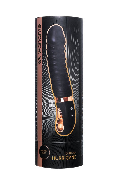 Черный вибратор Waname D-Splash Hurricane с ребрышками - 22,5 см. Черный вибратор Waname D-Splash Hurricane с ребрышками - 22,5 см.