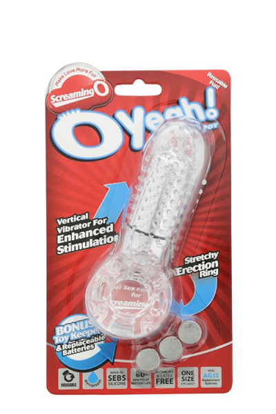 Прозрачное эрекционное кольцо с вибрацией и пальчиком OYEAH CLEAR Прозрачное эрекционное кольцо с вибрацией и пальчиком OYEAH CLEAR