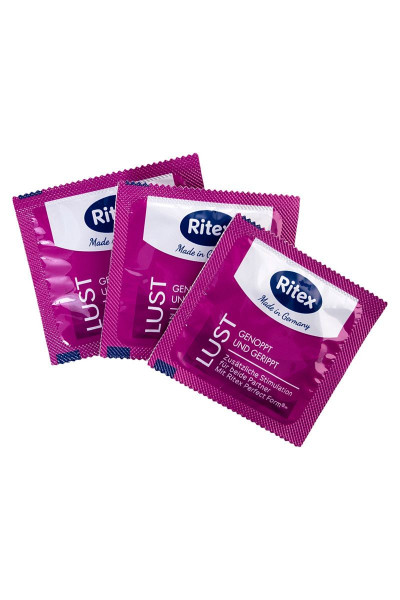 Рифленые презервативы RITEX LUST с пупырышками - 3 шт. Рифленые презервативы RITEX LUST с пупырышками - 3 шт.