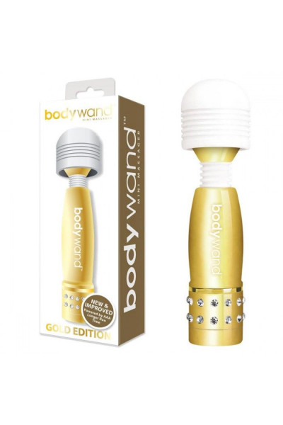 Золотистый жезловый мини-вибратор с кристаллами Mini Massager Gold Edition Золотистый жезловый мини-вибратор с кристаллами Mini Massager Gold Edition