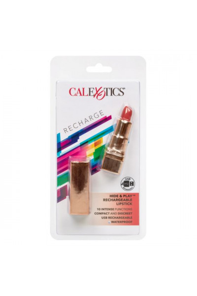 Золотистый вибратор-помада с красным мягким кончиком Hide Play Rechargeable Lipstick Золотистый вибратор-помада с красным мягким кончиком Hide Play Rechargeable Lipstick