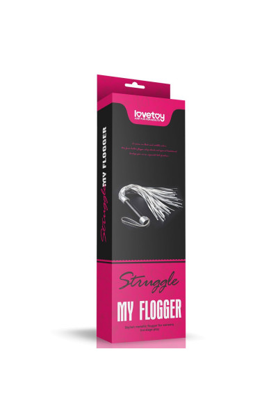 Серебристая плетка Struggle My Flogger с черной ручкой - 45 см. Серебристая плетка Struggle My Flogger с черной ручкой - 45 см.