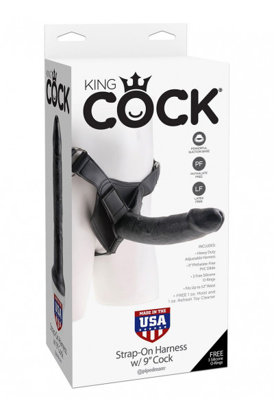 Страпон Harness со съемной чёрной насадкой King Cock 9 - 22,9 см. Страпон Harness со съемной чёрной насадкой King Cock 9 - 22,9 см.