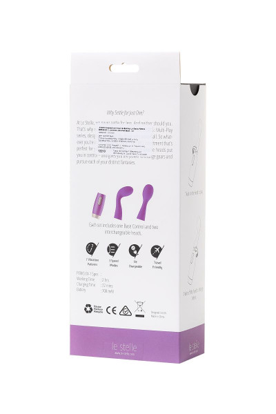Фиолетовый вибратор Le Stelle PERKS SERIES EX-1 с 2 сменными насадками Фиолетовый вибратор Le Stelle PERKS SERIES EX-1 с 2 сменными насадками