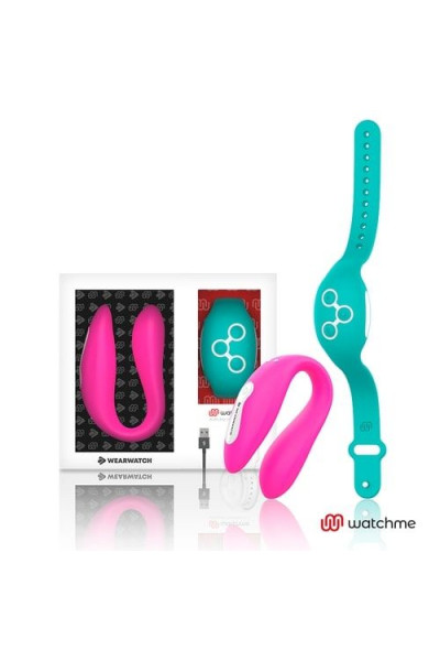 Розовый вибратор для пар с зеленым пультом-часами Weatwatch Dual Pleasure Vibe Розовый вибратор для пар с зеленым пультом-часами Weatwatch Dual Pleasure Vibe