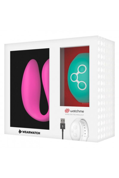 Розовый вибратор для пар с зеленым пультом-часами Weatwatch Dual Pleasure Vibe Розовый вибратор для пар с зеленым пультом-часами Weatwatch Dual Pleasure Vibe