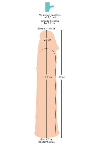 Телесная насадка-удлинитель Silicone Extension - 19 см. Телесная насадка-удлинитель Silicone Extension - 19 см.