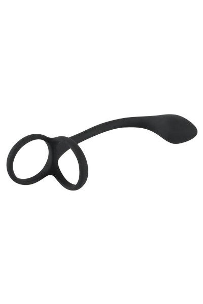 Эрекционное кольцо с утяжкой на мошонку и анальным плаг Black Velvets Эрекционное кольцо с утяжкой на мошонку и анальным плаг Black Velvets