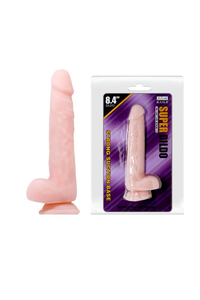 Телесный фаллоимитатор на присоске Super Dildo - 21,5 см. Телесный фаллоимитатор на присоске Super Dildo - 21,5 см.
