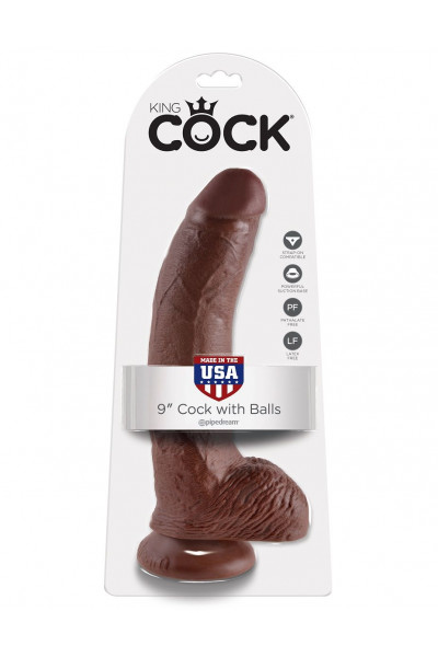 Коричневый фаллоимитатор 9 Cock with Balls - 22,9 см. Коричневый фаллоимитатор 9 Cock with Balls - 22,9 см.